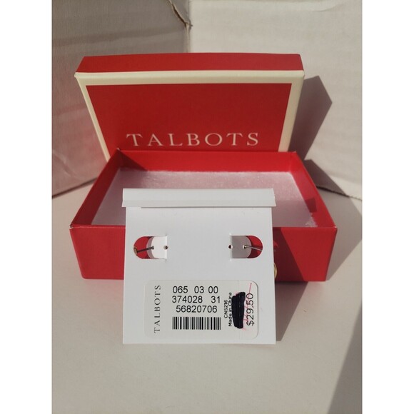 NWT Talbots Ivory Cream Enamel Drop Hoop Dangle Earrings Nautical Gift Party - Picture 6 of 8